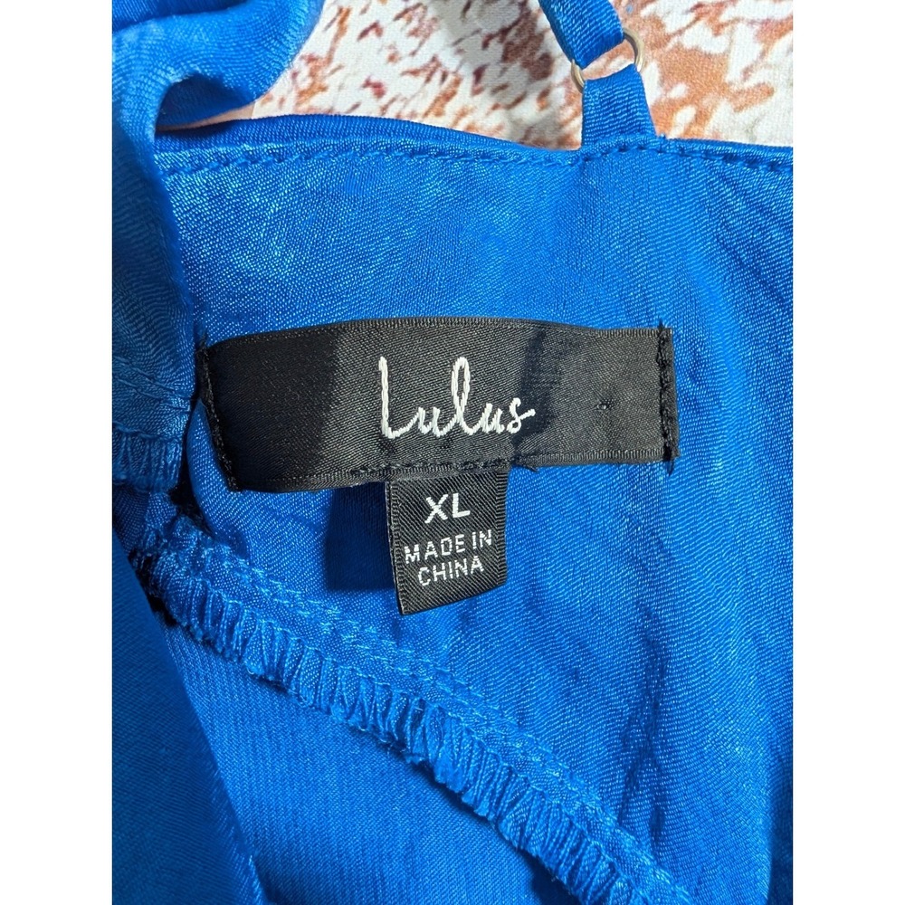 Lulus Maxi Dress Womens XL Blue Cowl Neck Satin Formal Prom Wedding Guest - Picture 2 of 6